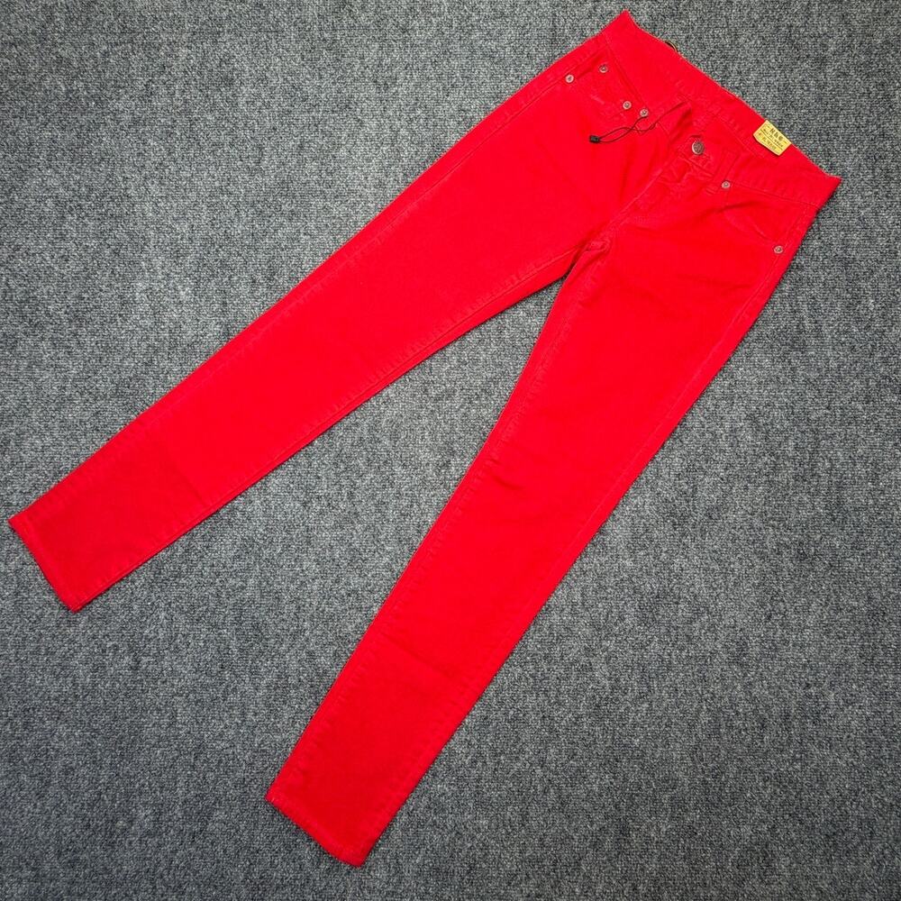 Polo Ralph Lauren RL Skinny Womens 25 Red Jeans Stirrup Leather Patch NWT